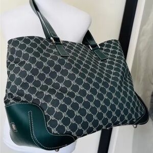 NWOT Lauren Ralph Lauren Large Forest Green Signature Tote 20” x 13”